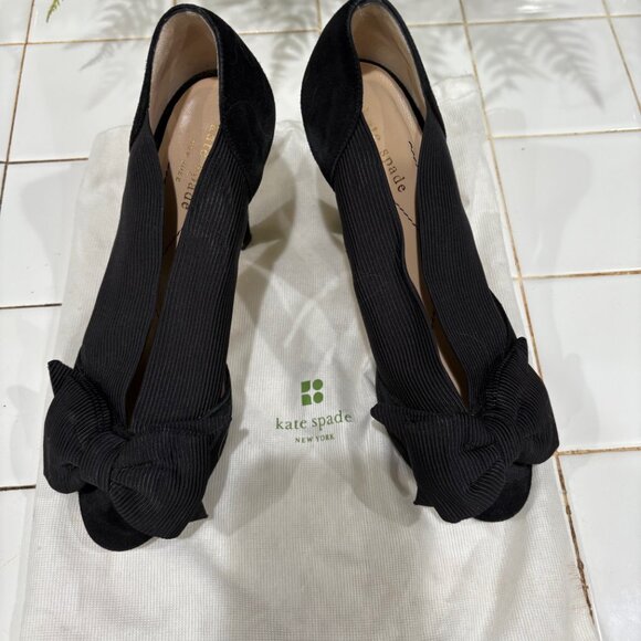kate spade black bow peeptoe heels - Picture 3 of 8